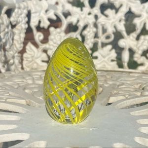 Yellow Swirled Art Glass Egg